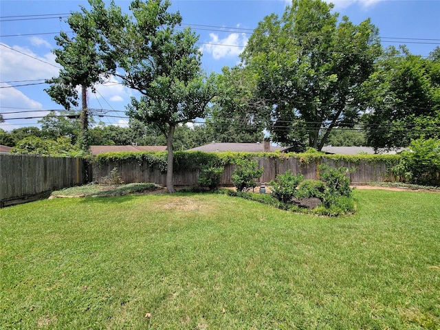 view of yard with a fenced backyard