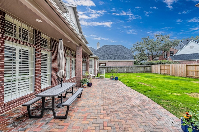 view of patio featuring a fenced backyard