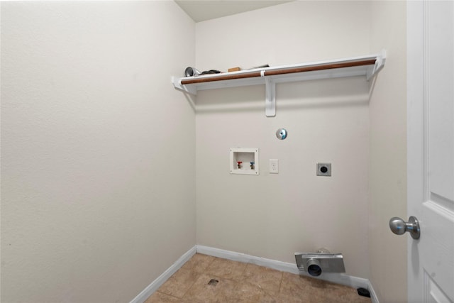 laundry room featuring washer hookup, gas dryer hookup, electric dryer hookup, laundry area, and baseboards