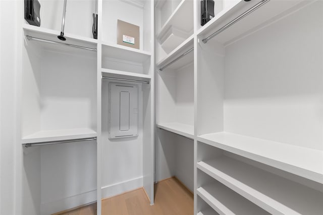 spacious closet with light wood-type flooring