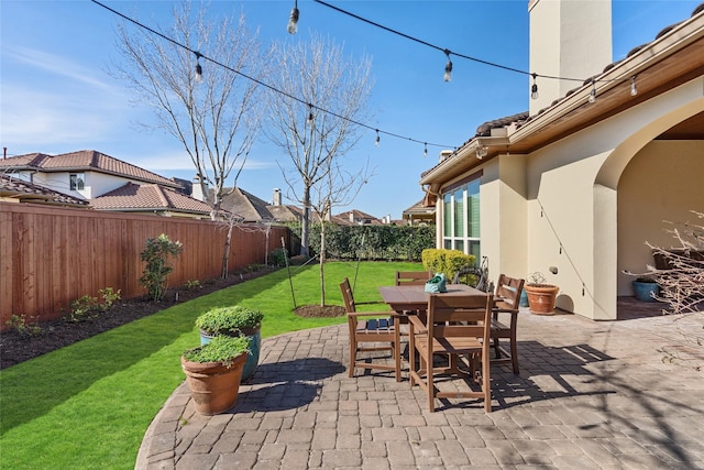 view of patio / terrace with outdoor dining space and a fenced backyard