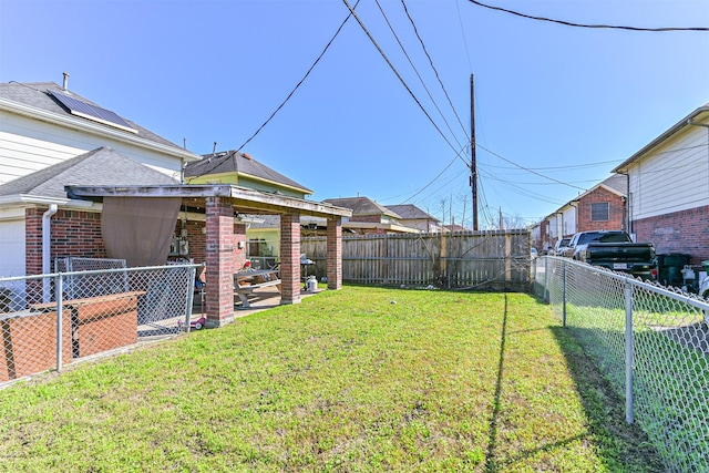 view of yard featuring a fenced backyard and a patio