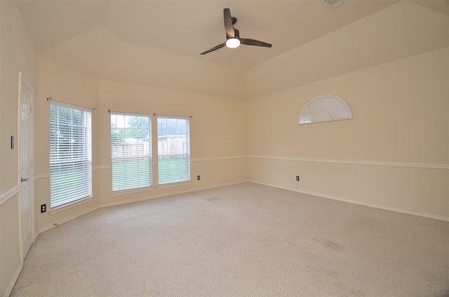 unfurnished room featuring baseboards, carpet, and ceiling fan