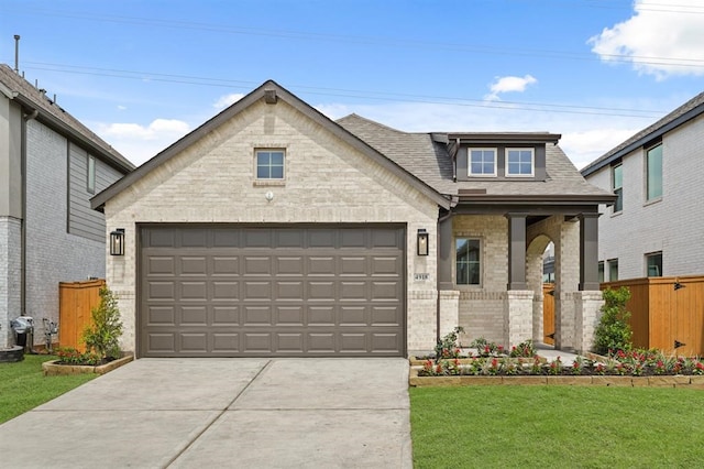 4918 Shore Arbor Ln, Katy, TX 77493 - view of front of house featuring a shingled roof, driveway, an attached garage, and brick siding