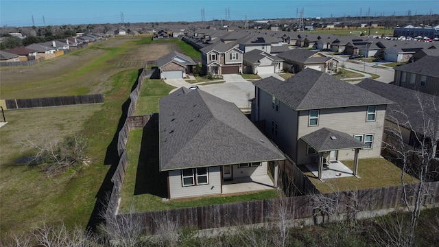 drone / aerial view with a residential view