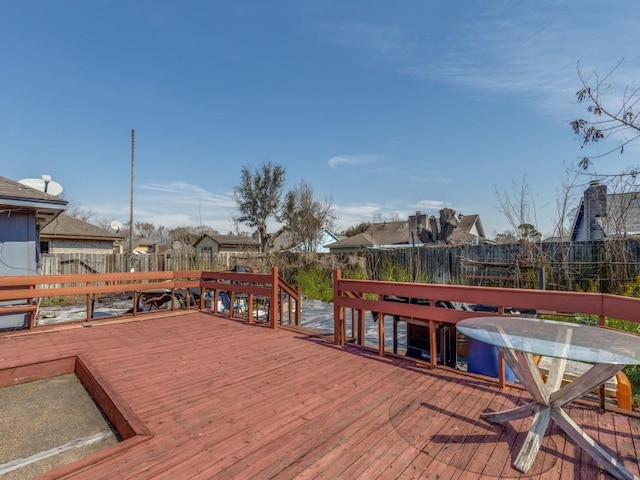 wooden deck featuring a fenced backyard