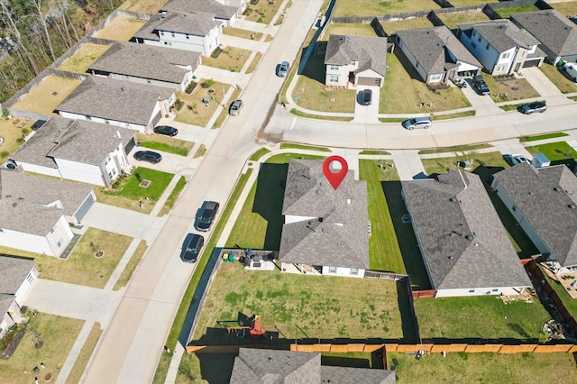 bird's eye view with a residential view