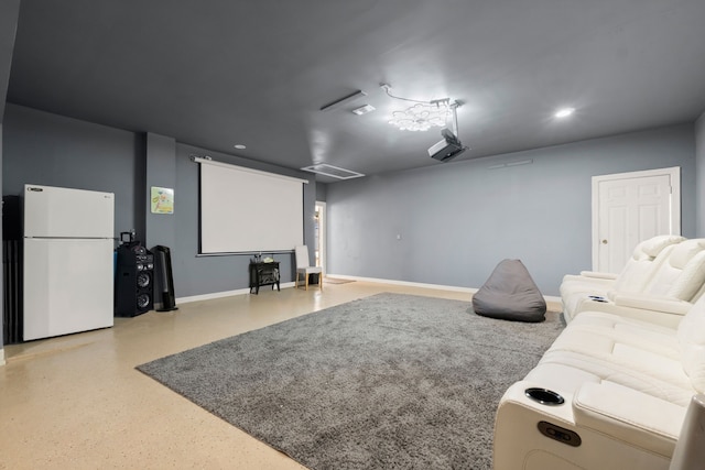 home theater featuring recessed lighting and baseboards