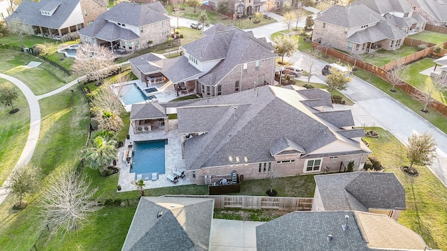 aerial view with a residential view