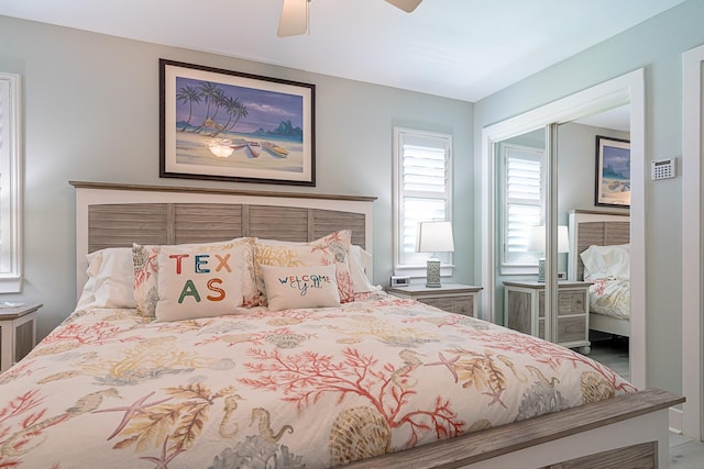 bedroom featuring a ceiling fan