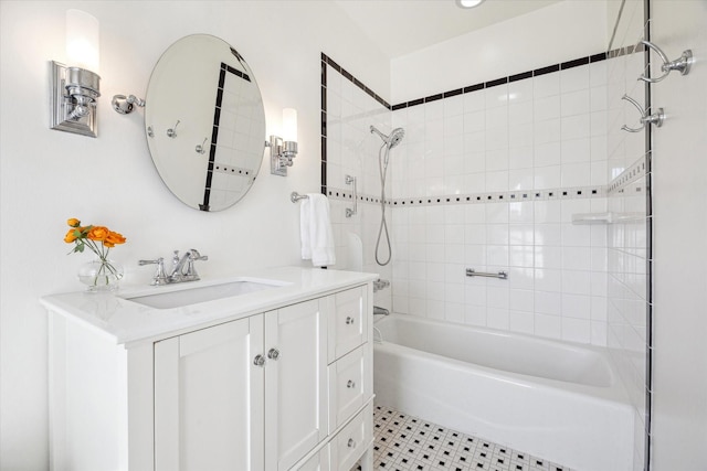 full bathroom with shower / bath combination and vanity