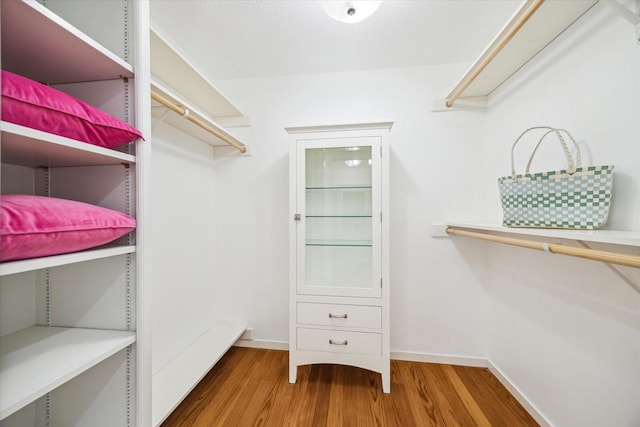 spacious closet featuring wood finished floors