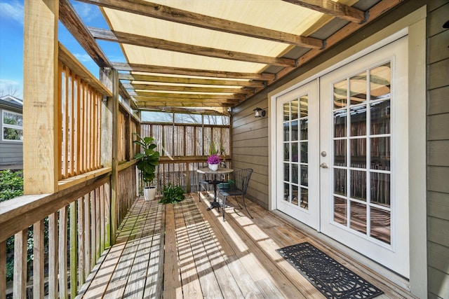 deck featuring french doors