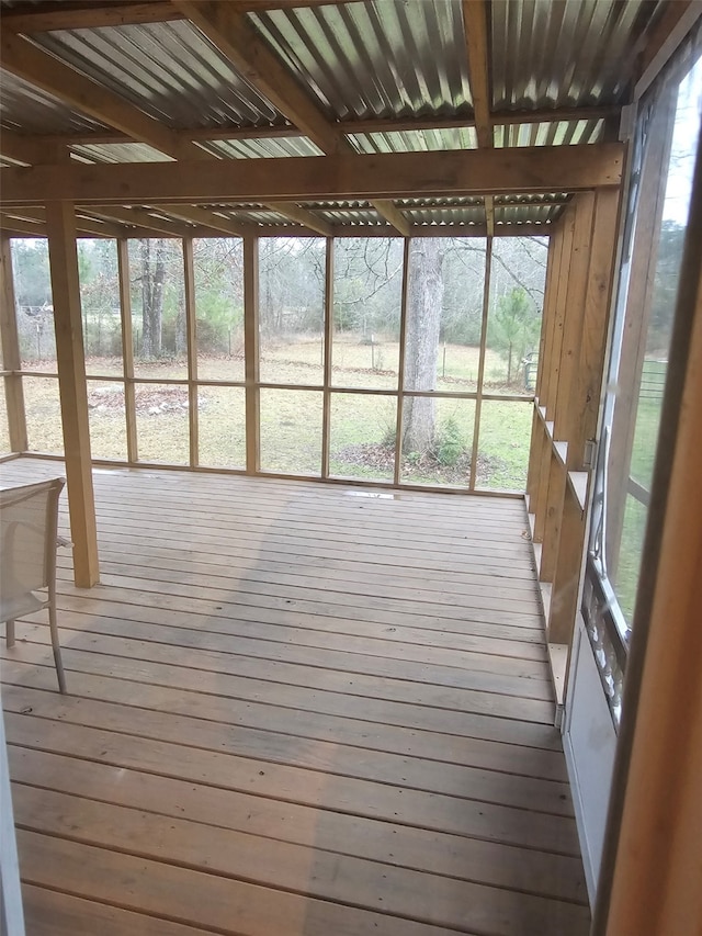 view of unfurnished sunroom