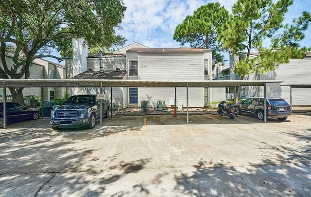 view of covered parking lot
