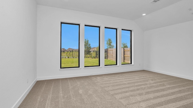 24618 Celestial Lily Dr, Katy, TX 77493 - carpeted empty room with baseboards, recessed lighting, vaulted ceiling, and visible vents