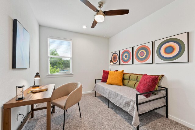 2110 Dewalt St Unit H, Houston, TX 77088 - office featuring carpet flooring, ceiling fan, baseboards, and recessed lighting