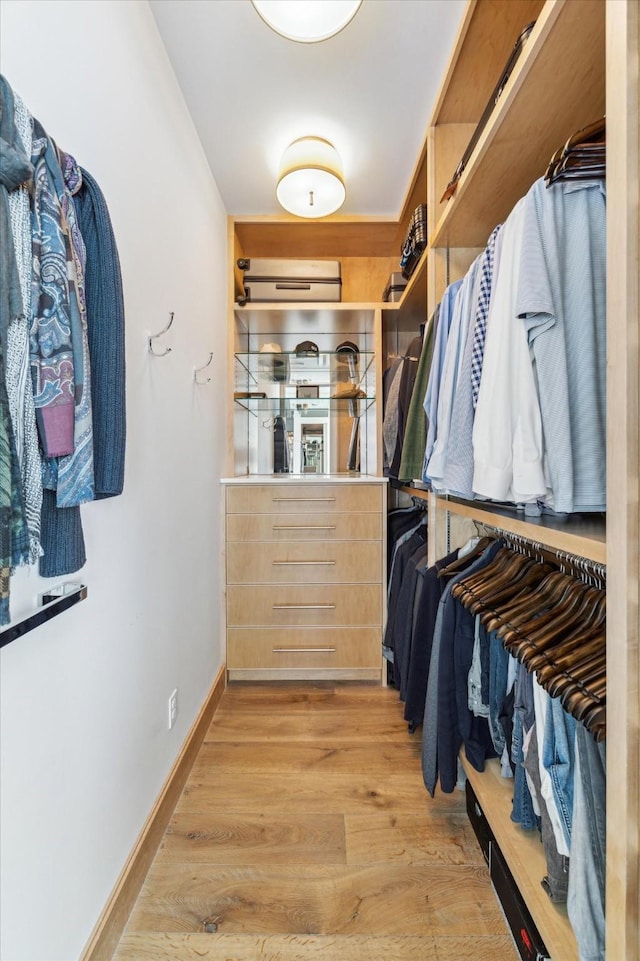 spacious closet with light wood-style floors