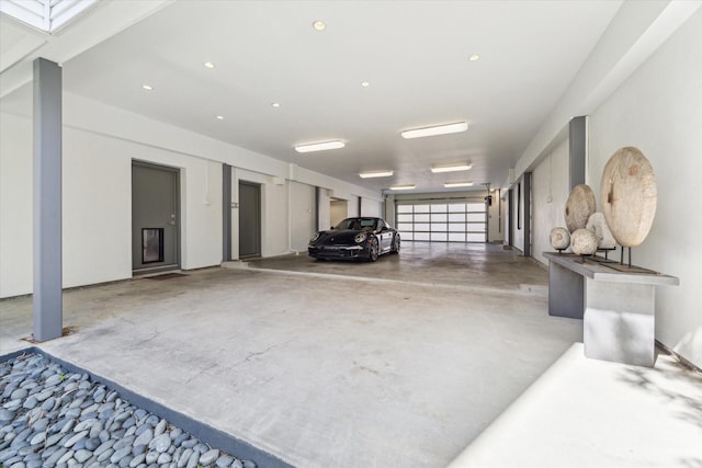 garage with recessed lighting