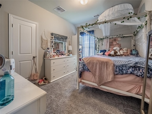 bedroom with carpet flooring and visible vents