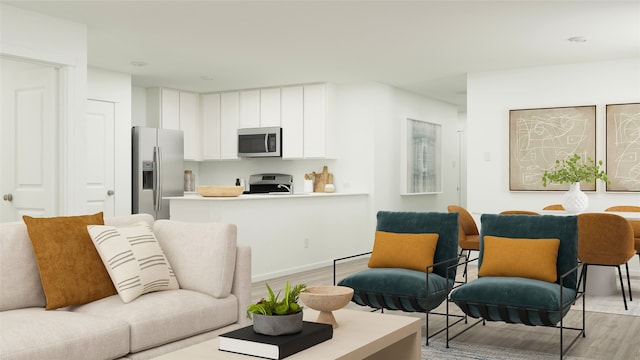 living area with light wood-style flooring