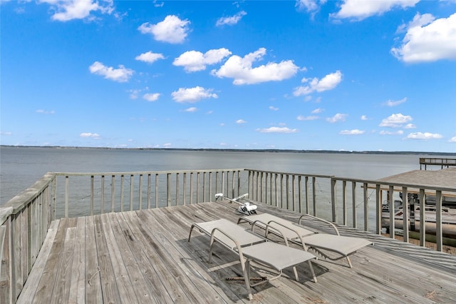 deck with a water view