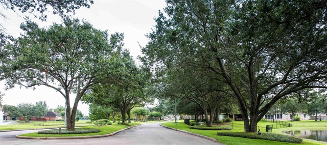 view of street with a residential view and curbs