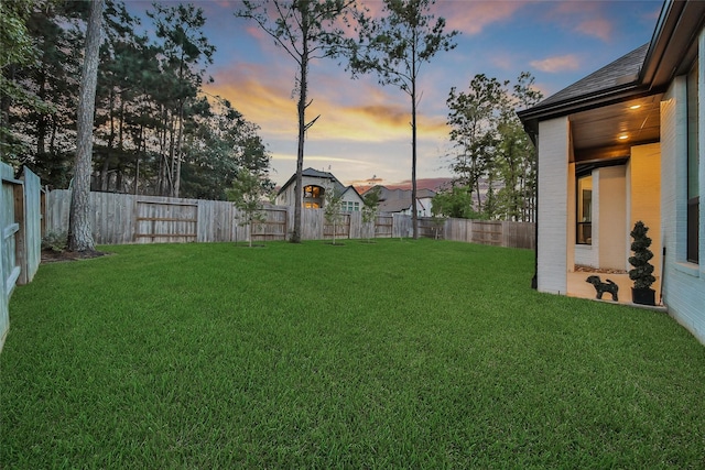 view of yard with a fenced backyard