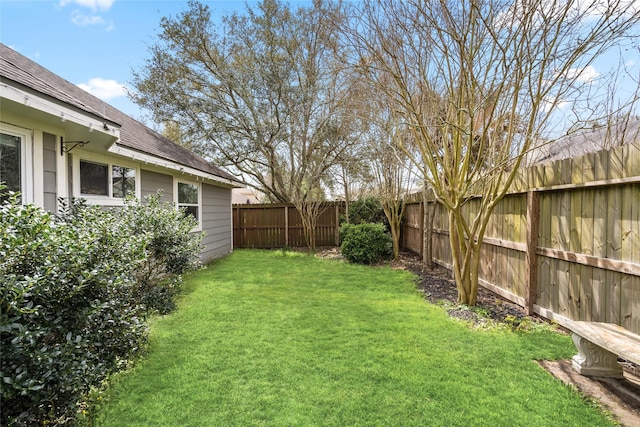 view of yard featuring a fenced backyard