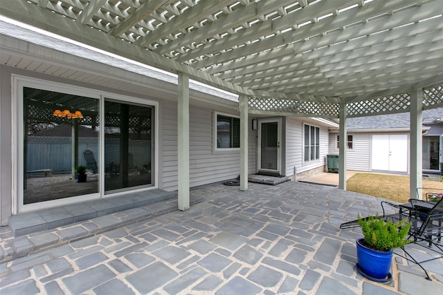 view of patio featuring a pergola