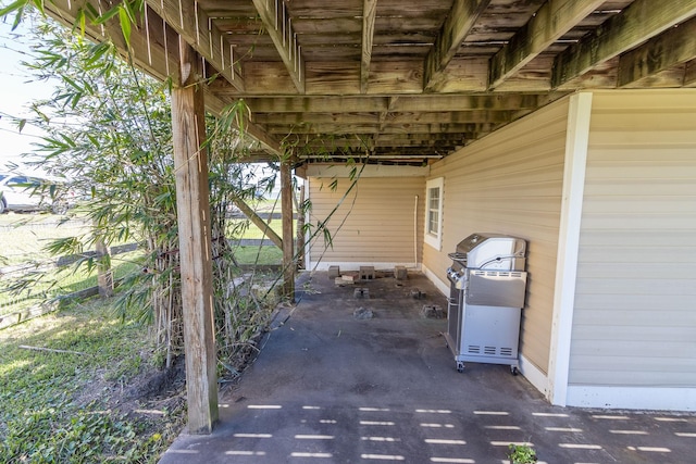 view of patio / terrace featuring a grill