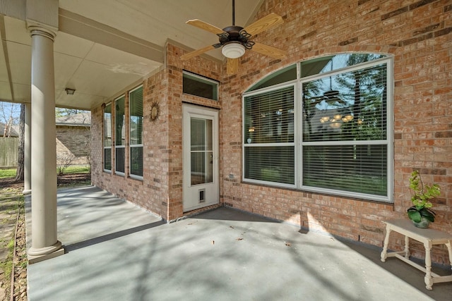 view of patio / terrace featuring ceiling fan