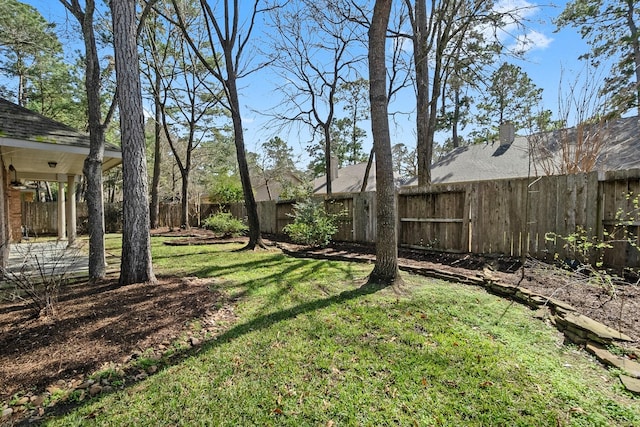 view of yard featuring a fenced backyard