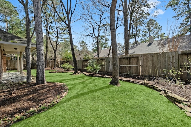 view of yard featuring a fenced backyard