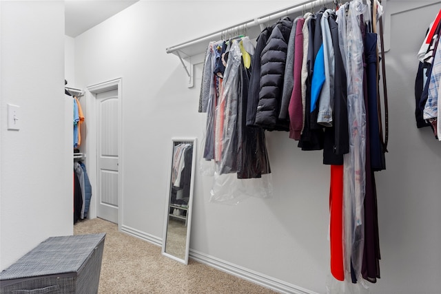 walk in closet featuring carpet