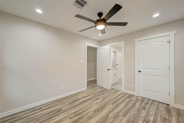 2111 Nina Lee Ln, Houston, TX 77018 - unfurnished bedroom with recessed lighting, baseboards, light wood finished floors, and visible vents