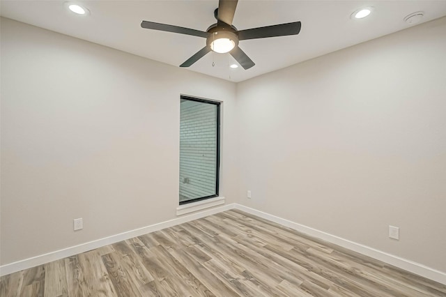 2111 Nina Lee Ln, Houston, TX 77018 - spare room with baseboards, ceiling fan, recessed lighting, and light wood-style floors