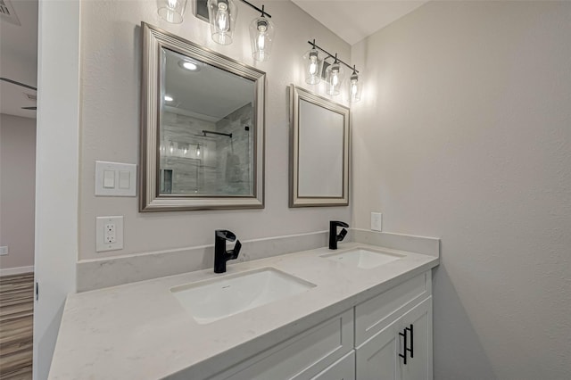 2111 Nina Lee Ln, Houston, TX 77018 - full bath featuring double vanity, a sink, and a shower