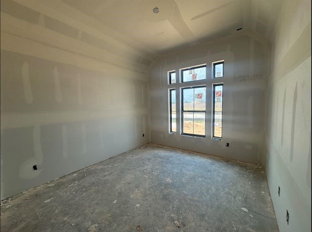 spare room with vaulted ceiling