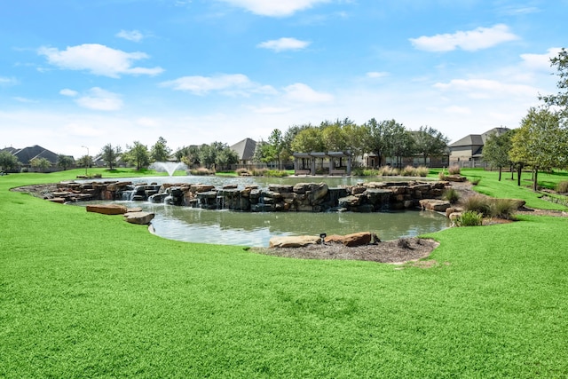 view of water feature featuring a small pond