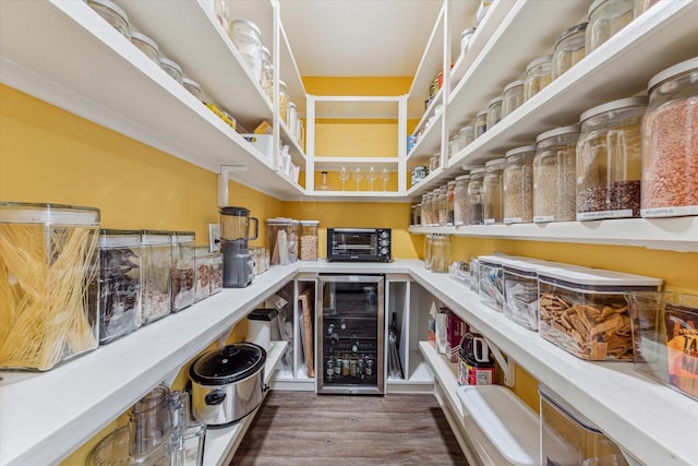 storage area featuring wine cooler