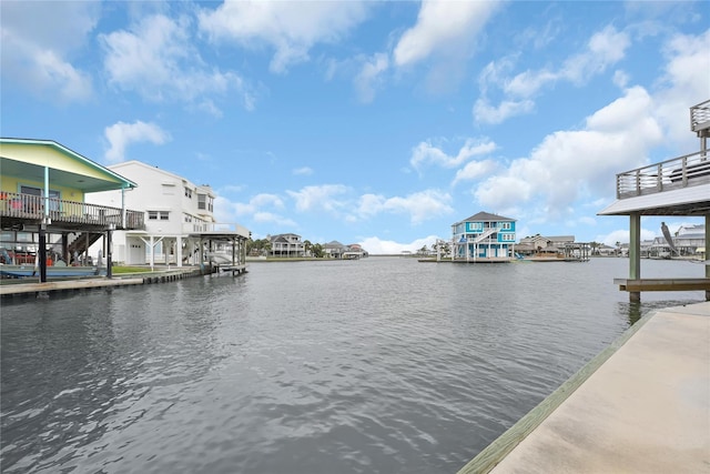 dock area featuring a water view