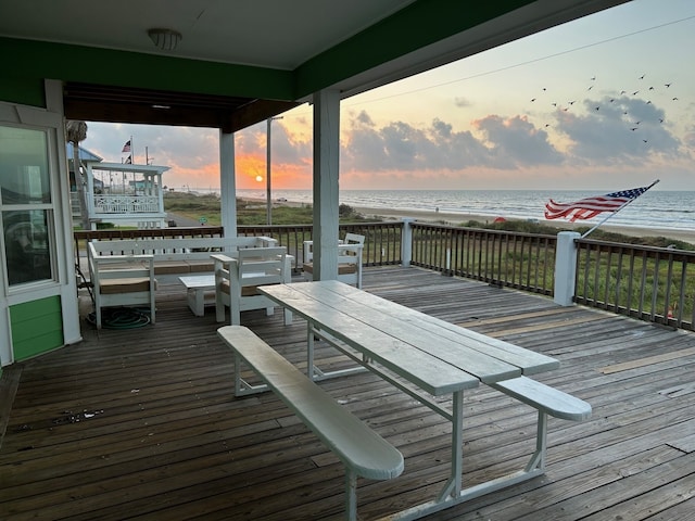 1327 Emerald Dr, Crystal Beach, TX 77650 - deck with view of water and beach