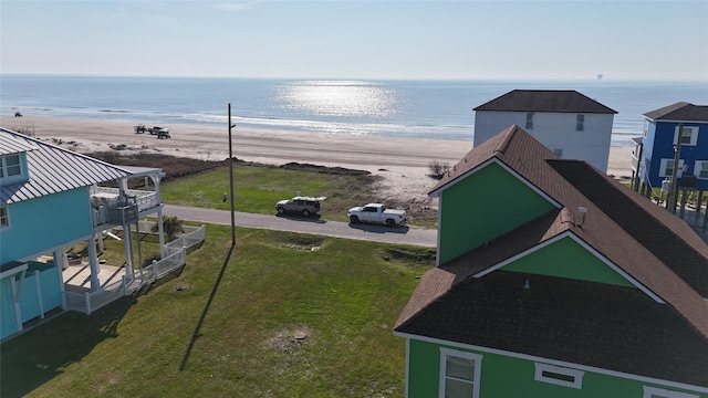 exterior space with a beach view