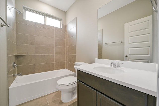 4215 Sternside Ln, Houston, TX 77053 - full bath featuring toilet, vanity, shower / washtub combination, and tile patterned flooring