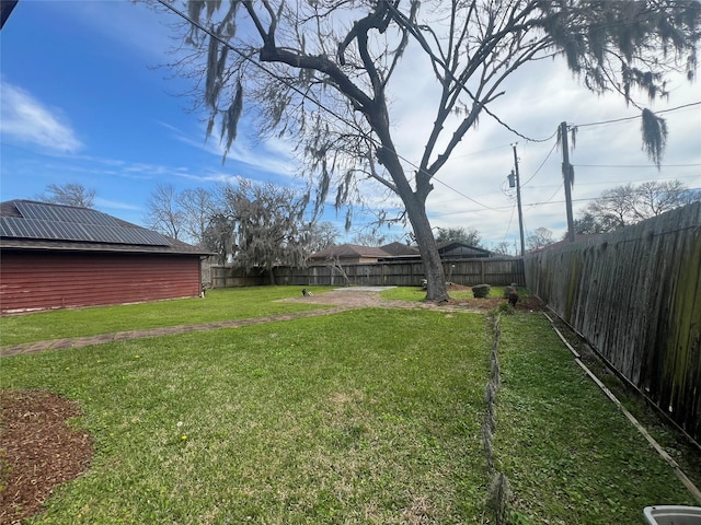 view of yard featuring a fenced backyard