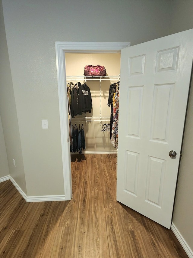 spacious closet with wood finished floors