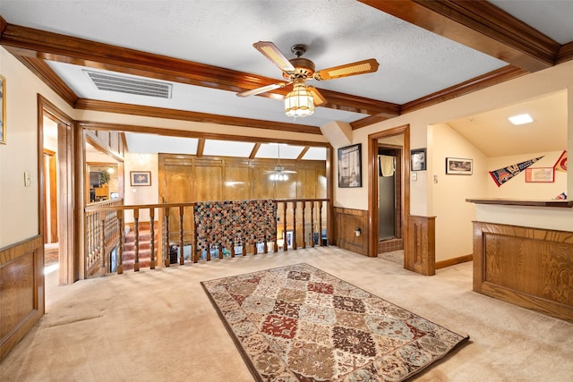 8011 Beaufort Dr, Spring, TX 77379 - interior space featuring carpet floors, beam ceiling, and visible vents