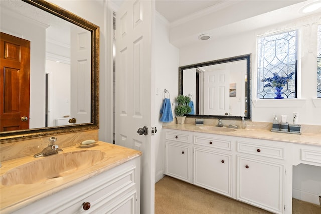 8011 Beaufort Dr, Spring, TX 77379 - bathroom featuring ornamental molding and vanity