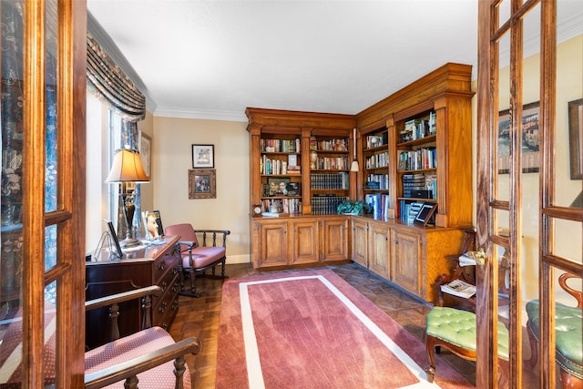 8011 Beaufort Dr, Spring, TX 77379 - office area with baseboards and crown molding